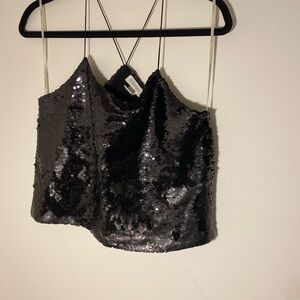 Sequin Black Cami Top
